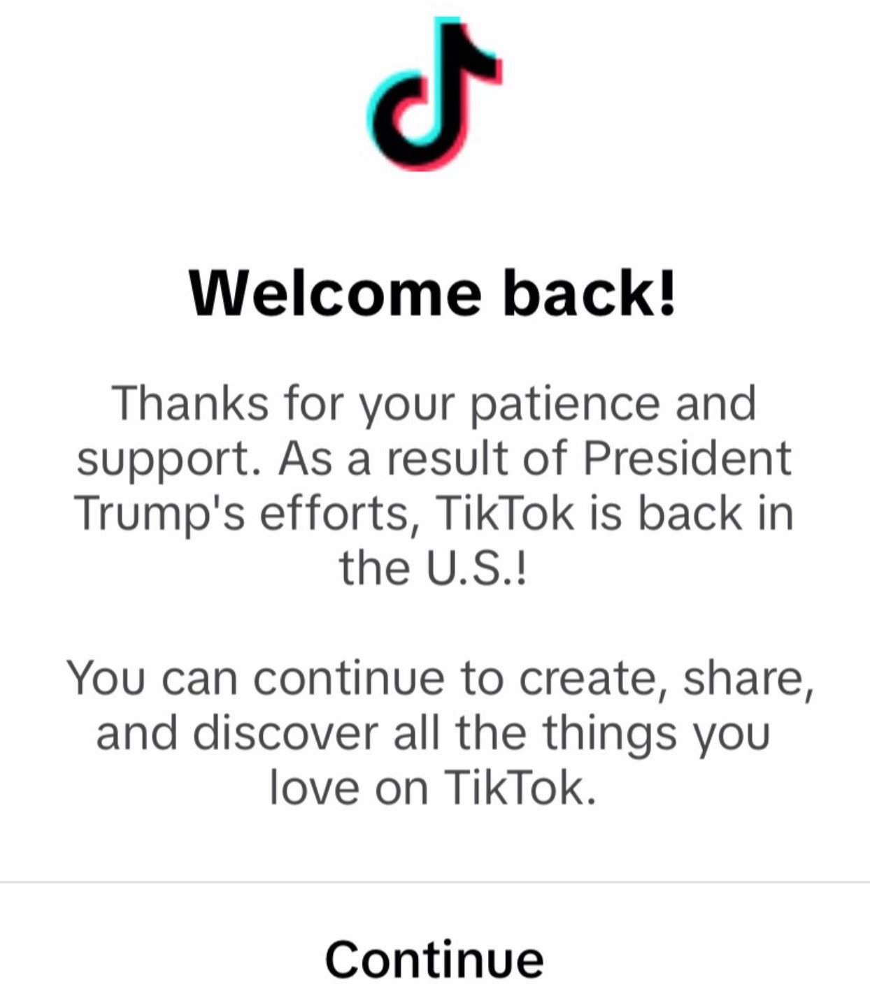 Tiktok Welcome Back